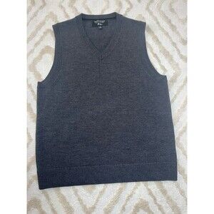 BANANA REPUBLIC Sweater Medium V-Neck 100% Italian Merino Wool Mens Gray Color